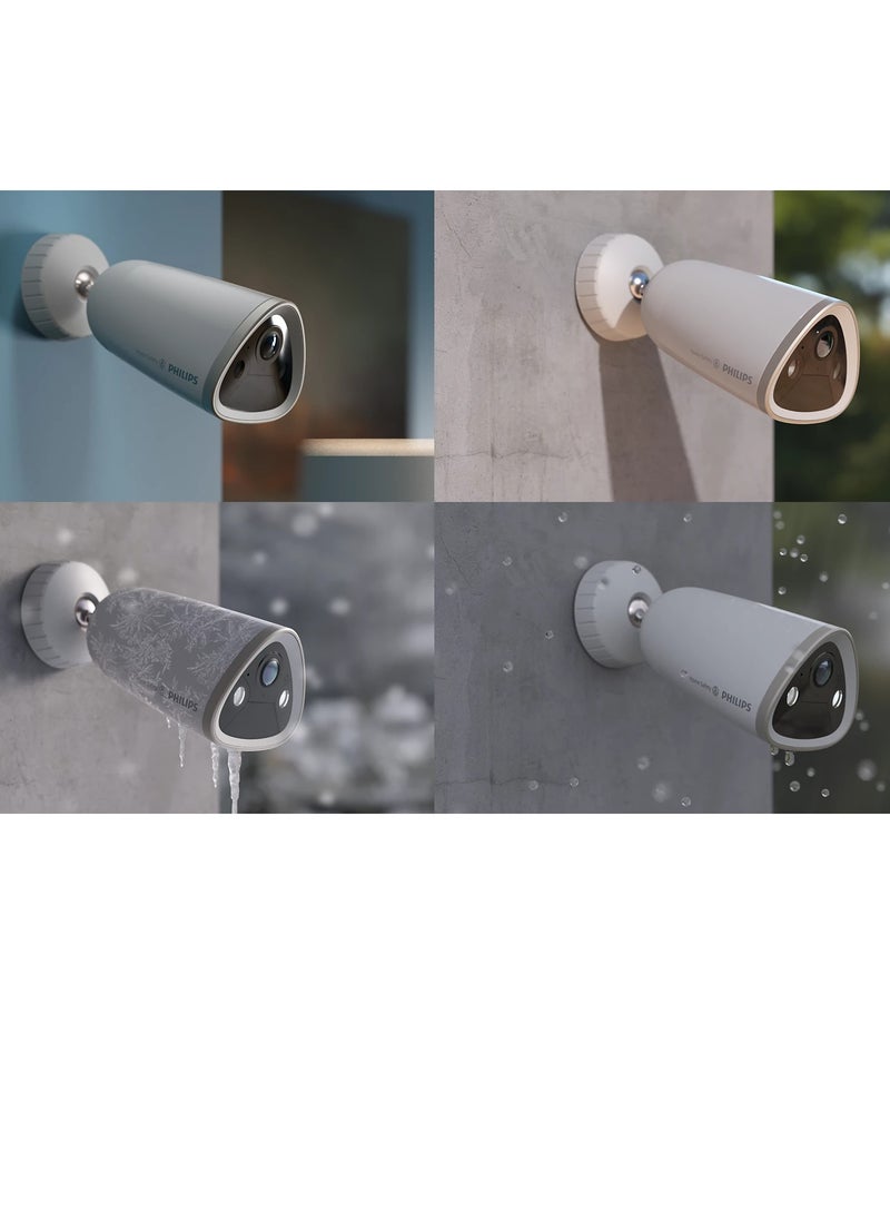 Philips - 4MP 2K+ Home Safety 5000 Series Wireless Spotlight Camera, Indoor & Outdoor use, Powerful Motion Activated Light, Person and vehicle detection, Full colour night vision, Infrared visbility up to 8 M - Model HSP5800/01 - Image 1