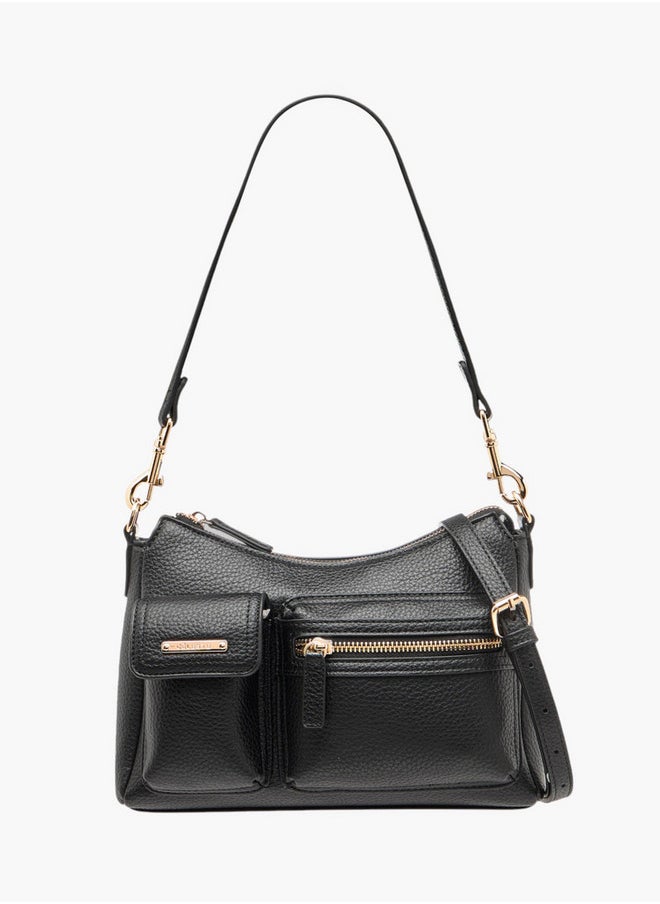 Celeste Textured Crossbody Bag with Detachable Strap and Zip Closure  - Image 1