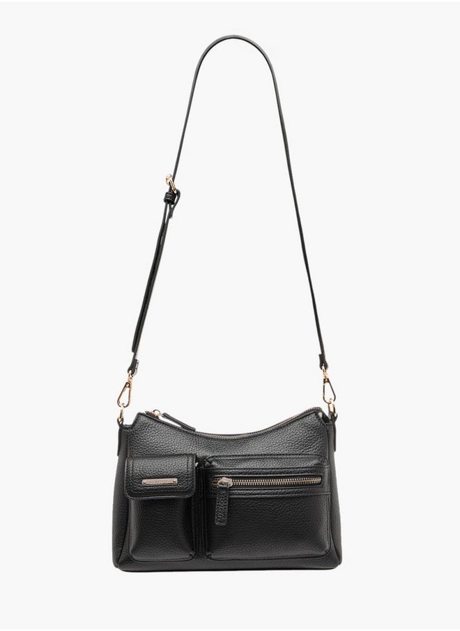 Celeste Textured Crossbody Bag with Detachable Strap and Zip Closure  - Image 2