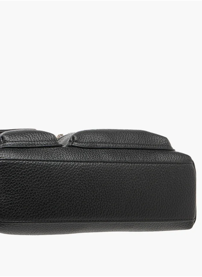 سيليست Textured Crossbody Bag with Detachable Strap and Zip Closure