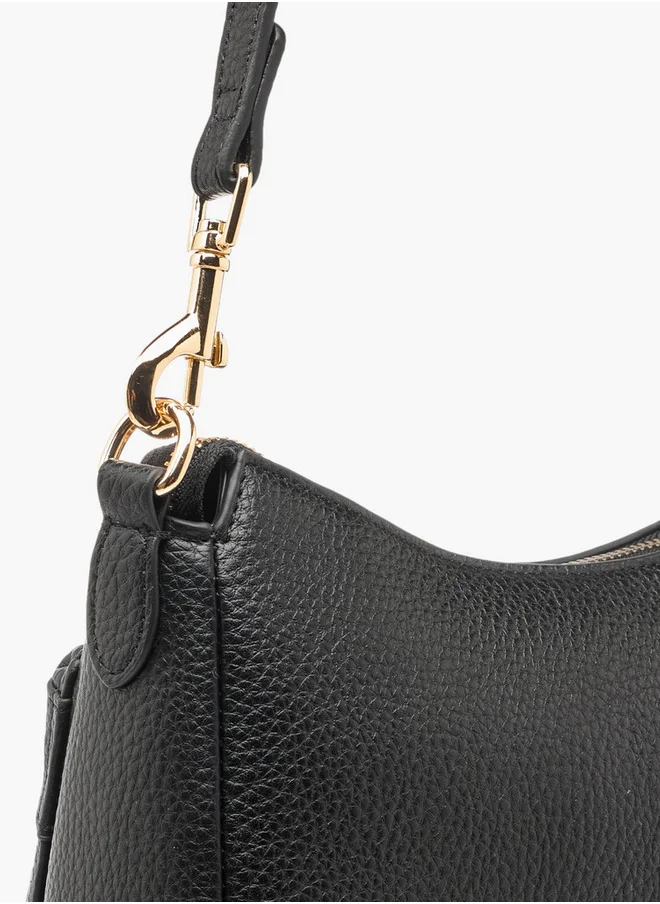 سيليست Textured Crossbody Bag with Detachable Strap and Zip Closure