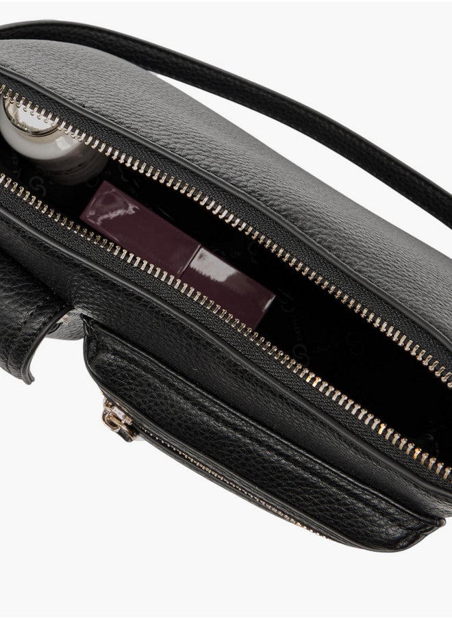 Celeste - Textured Crossbody Bag with Detachable Strap and Zip Closure - Image 1