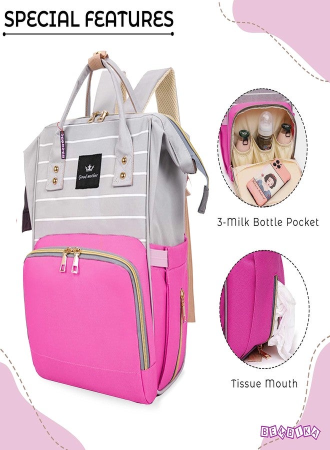 BEMBIKA Diaper Bags For Mom And Dad Kids Diaper Bags For Travel Backpack For Multi-Function Waterproof And Large CapacityLining Pink - Image 4