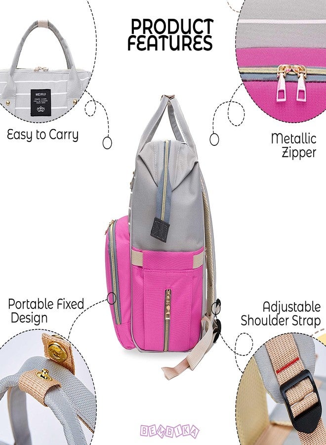 BEMBIKA Diaper Bags For Mom And Dad Kids Diaper Bags For Travel Backpack For Multi-Function Waterproof And Large CapacityLining Pink - Image 3