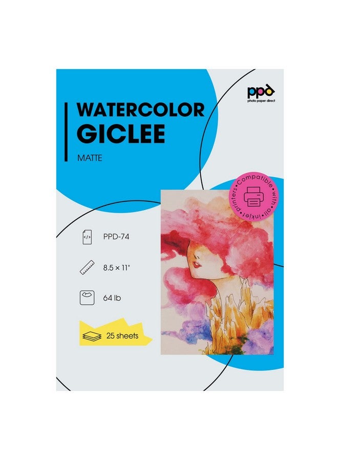 ppd Inkjet Watercolor Matte Giclee Fine Art Archival Printer Paper 8.5X11" 64Lb 240Gsm X 25 Sheets (Ppd074-25) - Image 1
