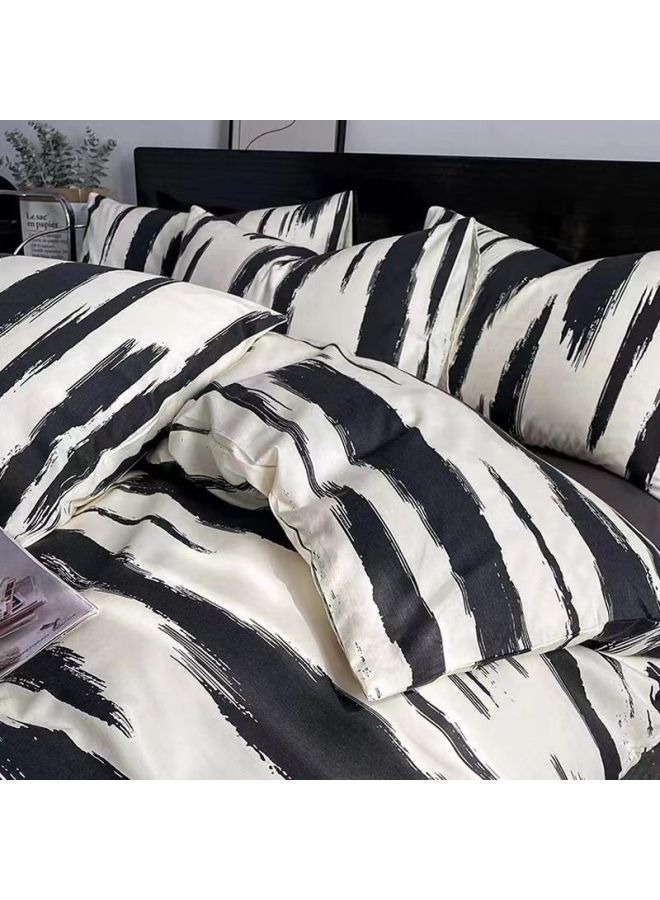 Nanjiren Four-piece Set Washed Cotton Quilt Cover Student Dormitory Bed Single Quilt Three-piece Set Bedding Quilt Cover-Color:water Ripple-Specifications:2.0 M Four-piece Set [quilt Cover 2x 2.3 M]] - Image 1