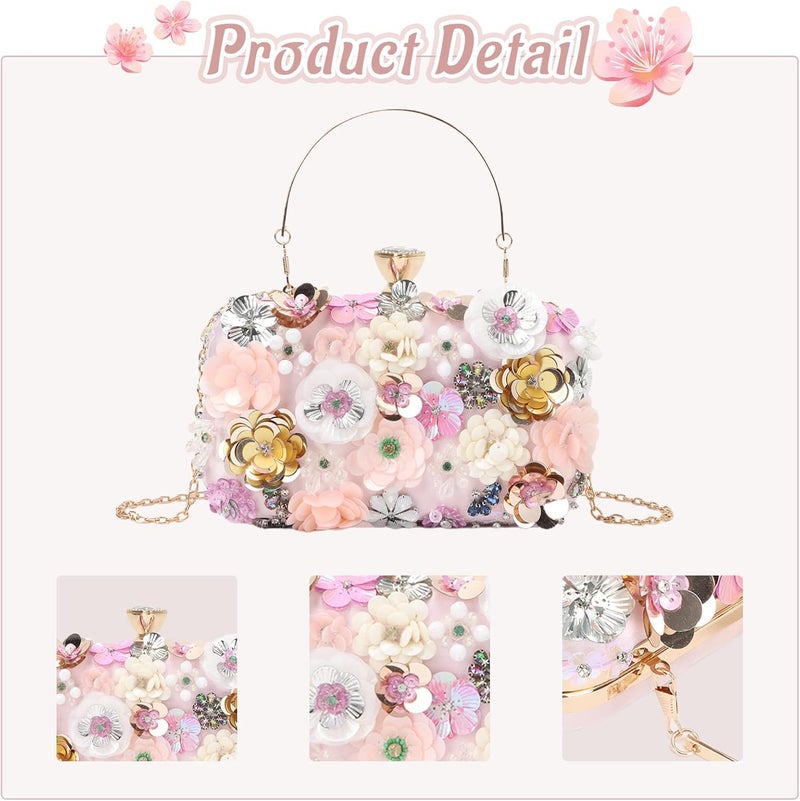 Lanpet Women Clutches Flower Evening Handbag Chain Strap Shoulder Bag - Image 5