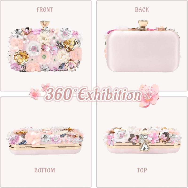 Lanpet Women Clutches Flower Evening Handbag Chain Strap Shoulder Bag - Image 2