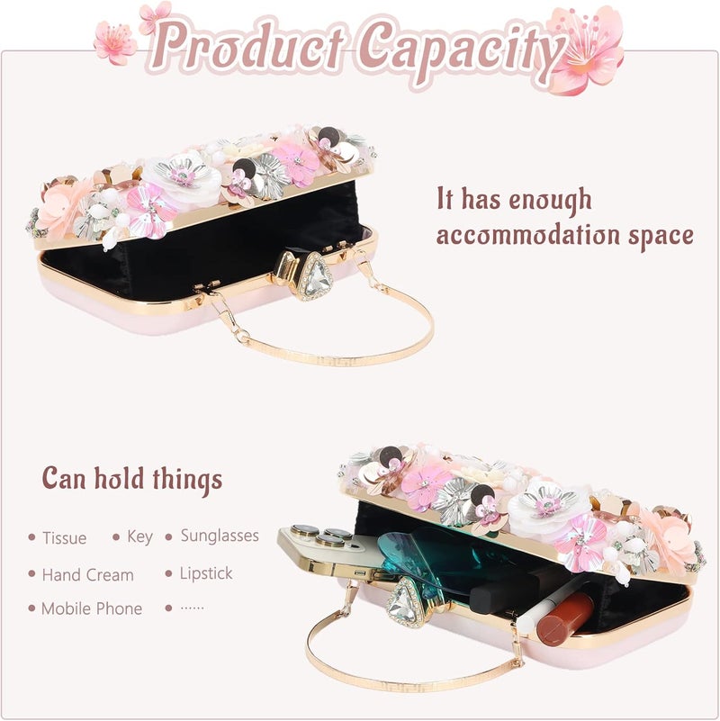 Lanpet Women Clutches Flower Evening Handbag Chain Strap Shoulder Bag - Image 4