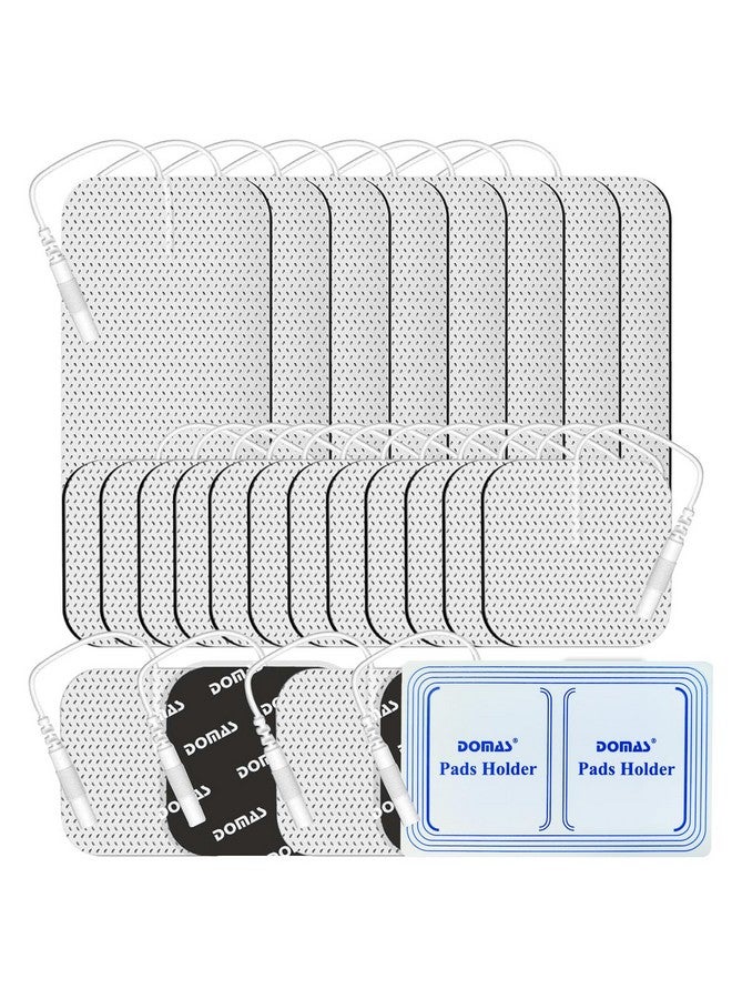 DOMAS 24 PCS TENS Unit Electrode Pads with Pad Holder, 2"x2" & 2"x4", Made-in-USA Gel, Reusable 30+ Times, Compatible with TENS 7000, AUVON, Etekcity - Image 1