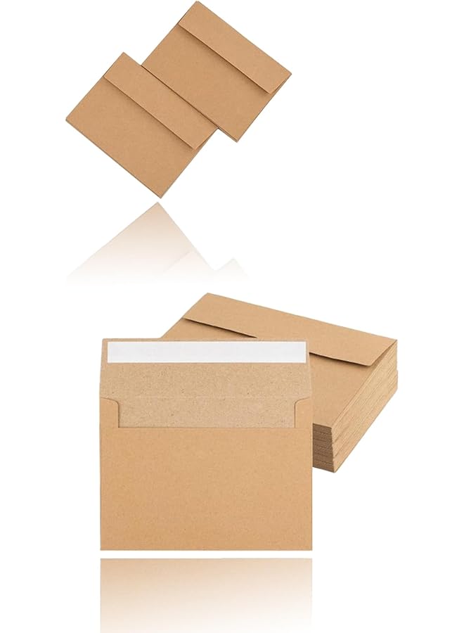 erorex 50 Pack Kraft Envelopes 4X6 Inch Brown Card A4 Invitation And Postcard Envelopes  - Image 1