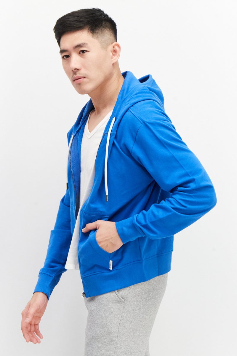 Sovereign Code Men Solid Full Zip Hooded Sweatshirt, Blue - Image 2