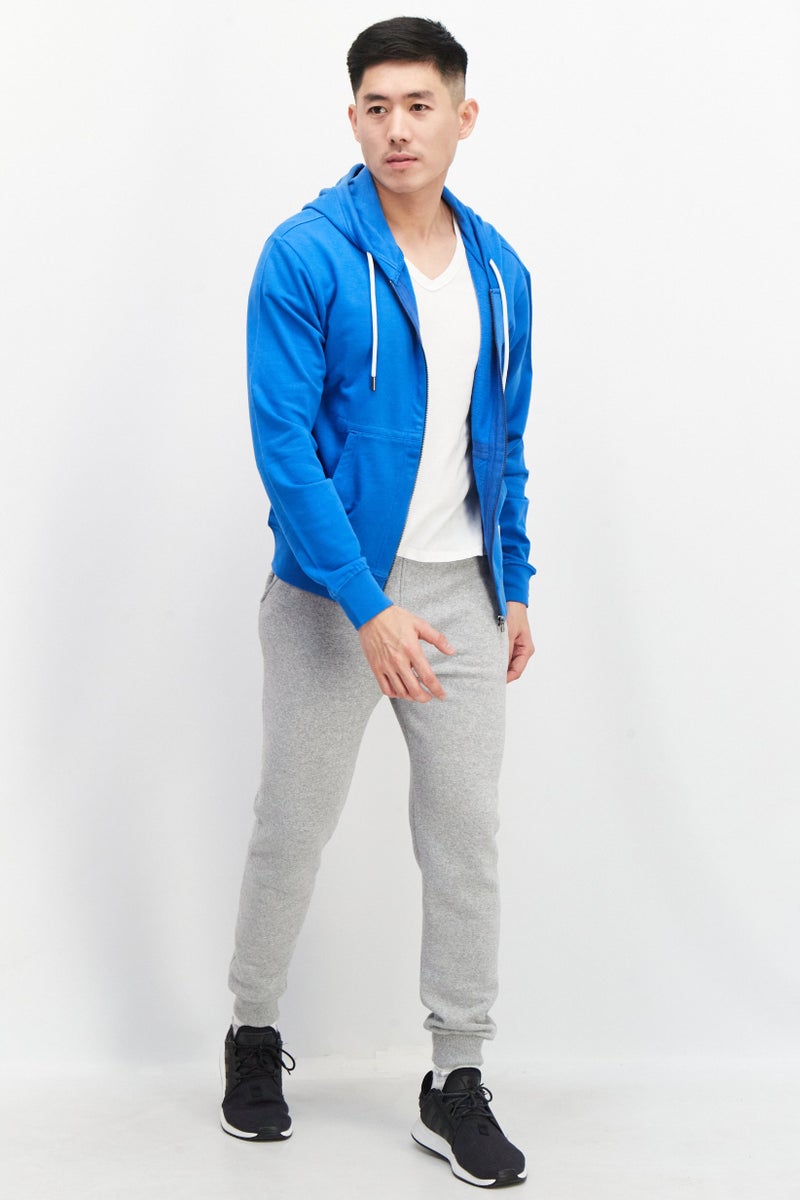 Sovereign Code Men Solid Full Zip Hooded Sweatshirt, Blue - Image 4