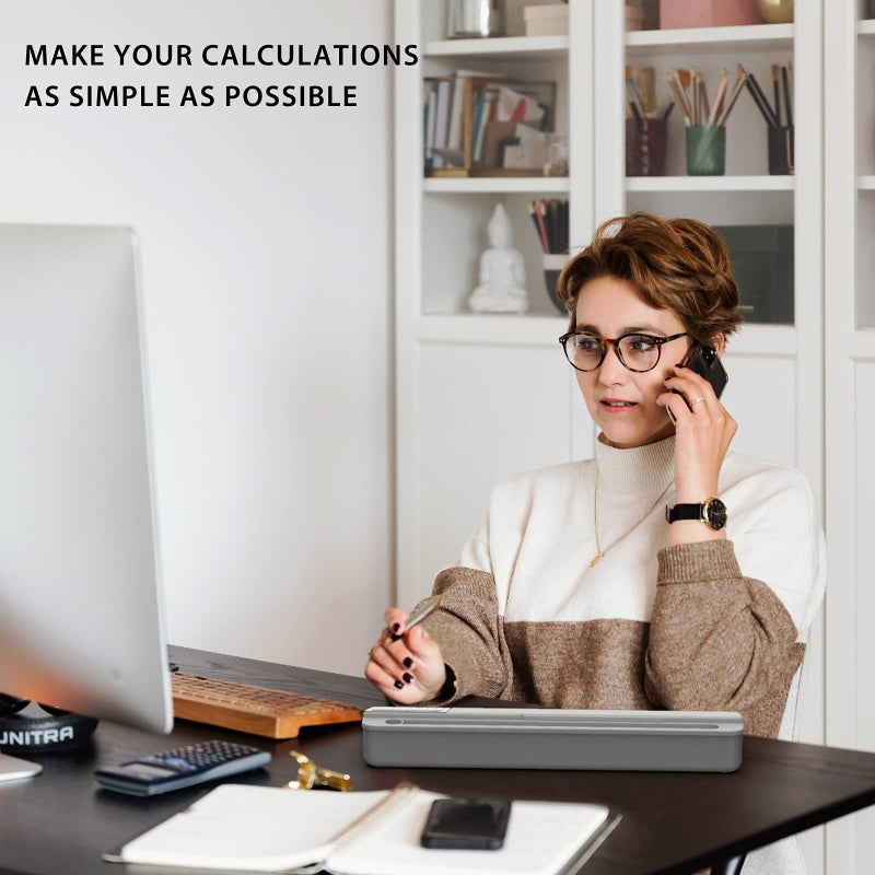 TOWON Desktop Glass Whiteboard with Basic Calculator, 12 Digit LCD Display, Desk Organizers with Accessories for Office, Home, School Supplies, Storage with Dry Erase Board Surface, Gray, 18'' x 6'' - Image 2