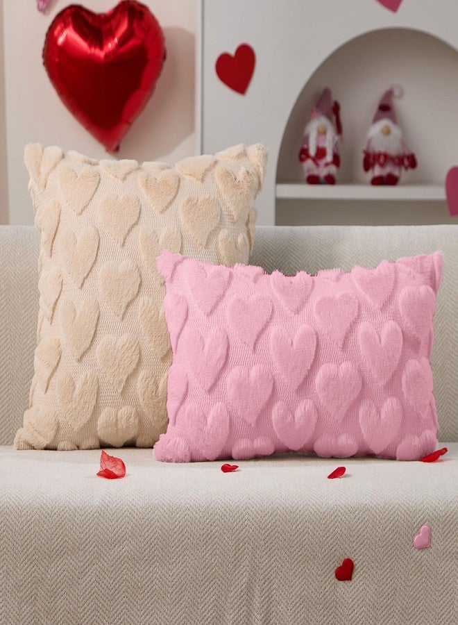 DFXSZ Valentine's Day Pillow Covers 12x20 Pink Hearts Decor Pink Lumbar Pillow Cover Decorations for Valentines Holiday Decor Case for Home Couch 103B12 - Image 2