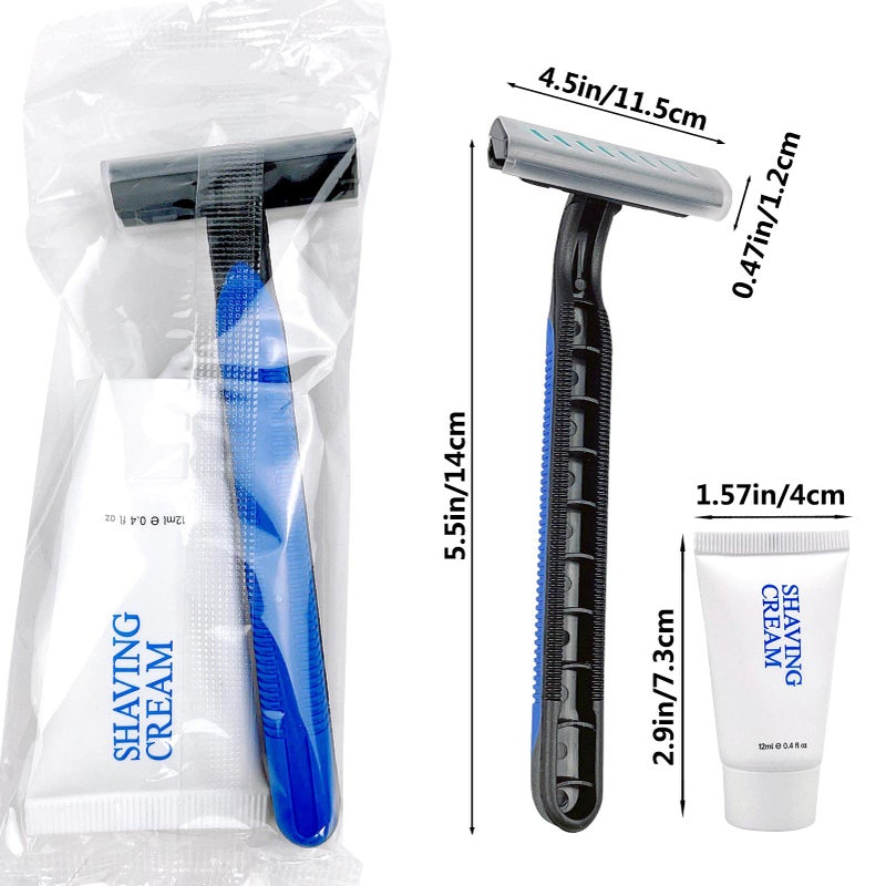 DincherBel Shave Kit in Bulk, Smooth Shave Disposable Razor and Cream(12g), Individually Wrapped Toiletries Amenities for Hotel, Airbnb, Homeless, Shelter, Camping and Travel (50 Pack) - Image 5