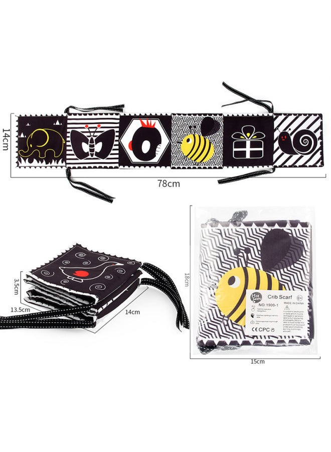 Baby Crib Early Education Educational Toys Double-sided Black And White Cloth Book Bed Circumference Pendant Cognitive Shape Animal Baby Cloth Book - Image 5