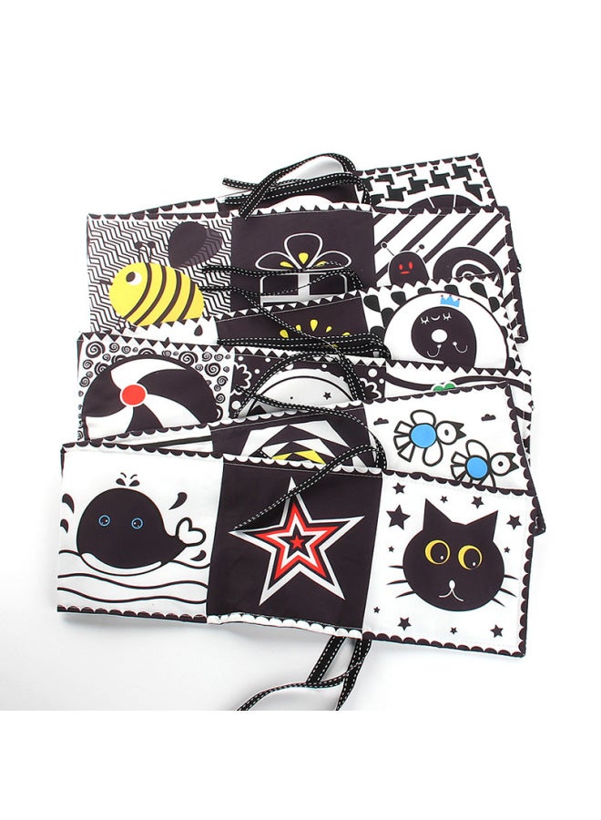 Baby Crib Early Education Educational Toys Double-sided Black And White Cloth Book Bed Circumference Pendant Cognitive Shape Animal Baby Cloth Book - Image 3