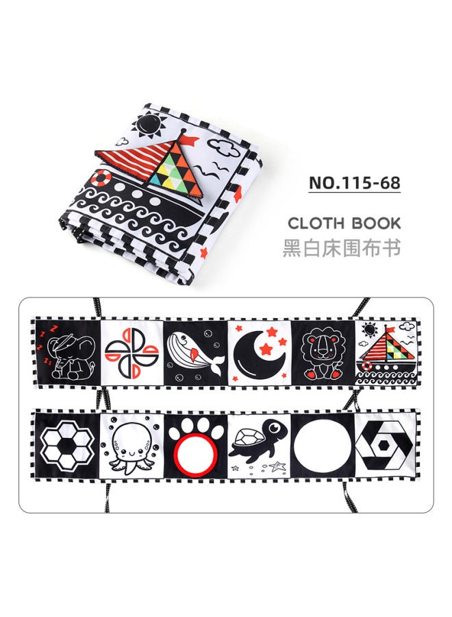 Baby Crib Early Education Educational Toys Double-sided Black And White Cloth Book Bed Circumference Pendant Cognitive Shape Animal Baby Cloth Book - Image 1