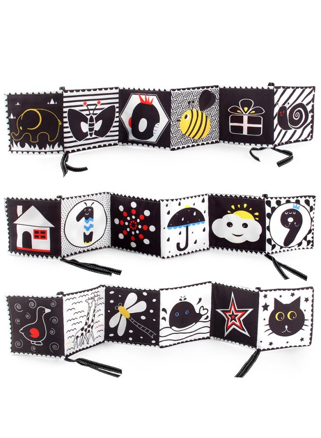 Baby Crib Early Education Educational Toys Double-sided Black And White Cloth Book Bed Circumference Pendant Cognitive Shape Animal Baby Cloth Book - Image 2