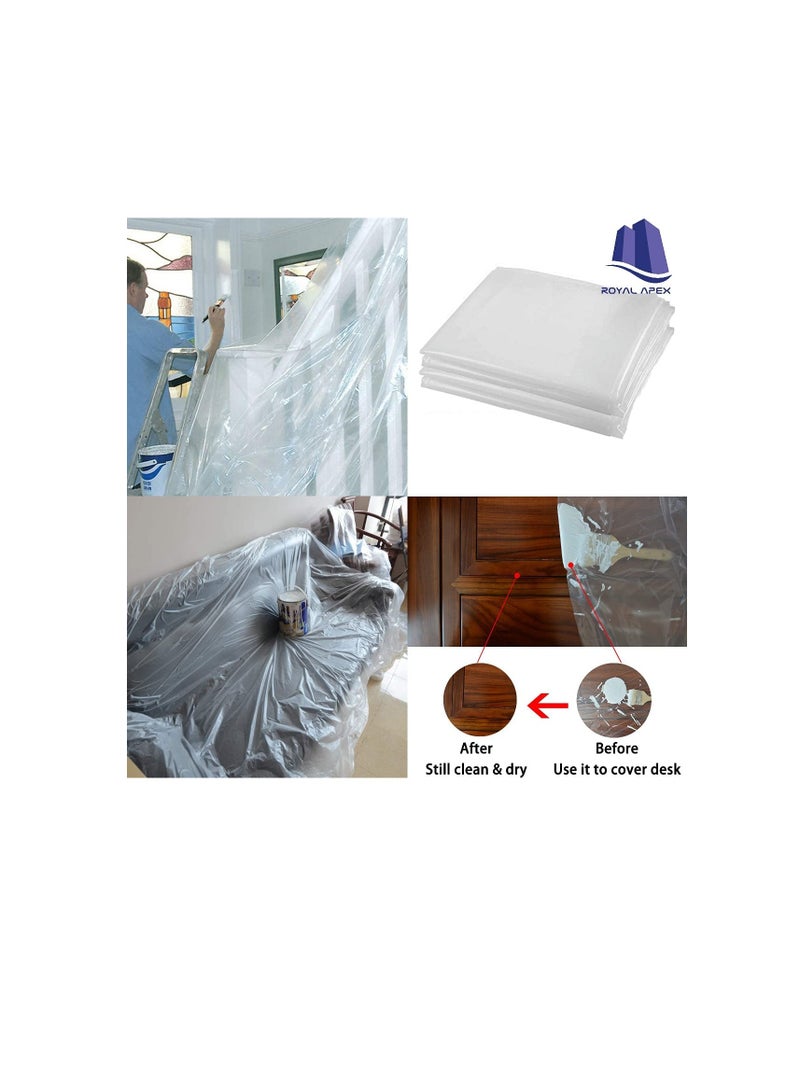 ورقة قماش البوليثين البلاستيكية المتساقطة للرسامين ، غطاء أثاث مقاوم للماء مضاد للغبار ، قماش القنب القابل للتصرف لطلاء غطاء الأريكة وغطاء الأثاث (100 جرام × 4 متر) - Image 2