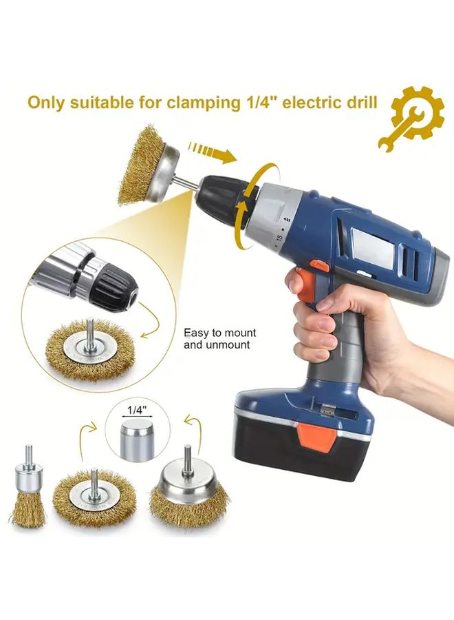 24 Piece Drill Bit Wire Wheel Brush Set Brass Carbon Steel For Rust Removal - Image 5