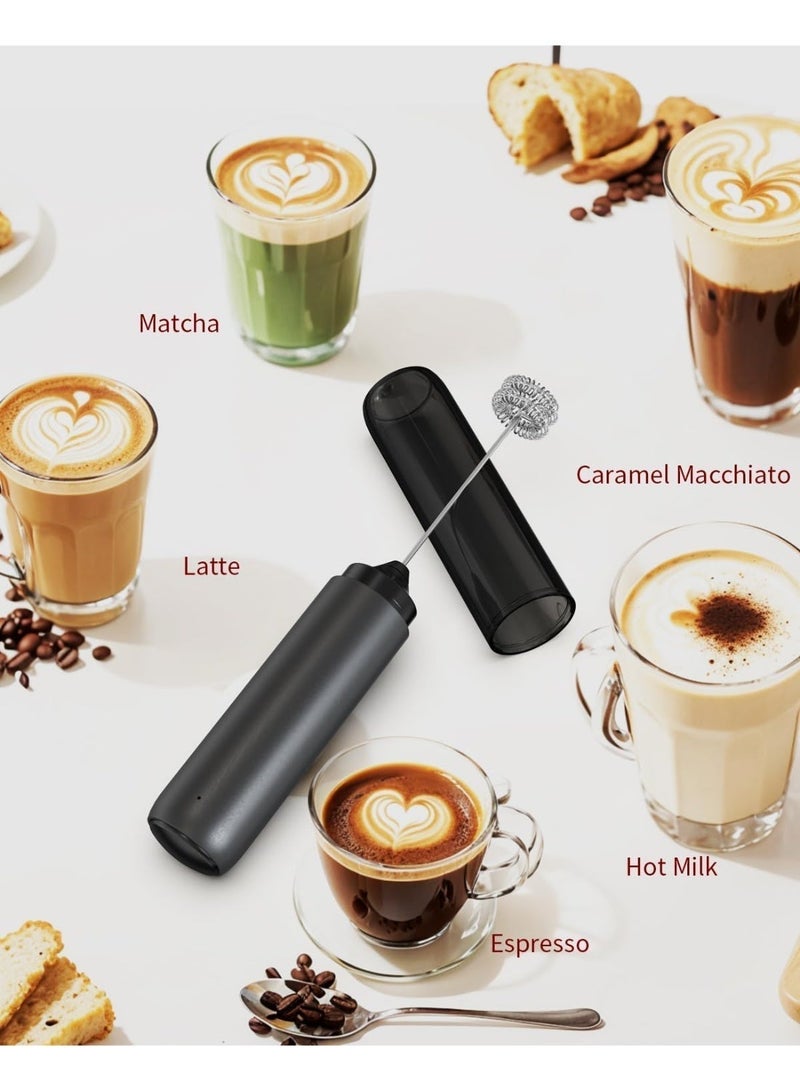 MORTICO Rechargeable Milk Frother Hanheld, Dual Coil Whisk Head Electric Coffee Frother, Portable Hand Frother Wand Drink Mixer for Matcha Lattes Cappuccino, Kitchen Gifts, Black - Image 4