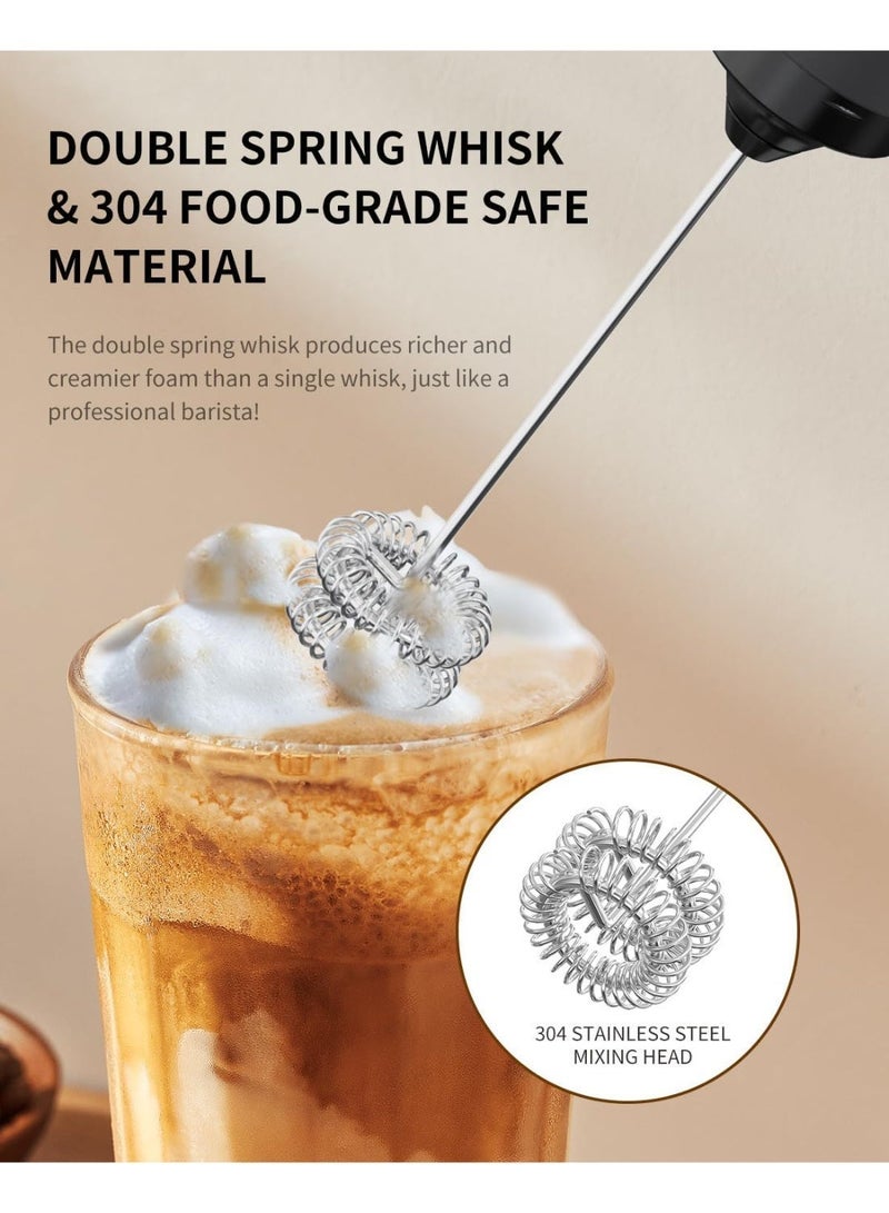 MORTICO Rechargeable Milk Frother Hanheld, Dual Coil Whisk Head Electric Coffee Frother, Portable Hand Frother Wand Drink Mixer for Matcha Lattes Cappuccino, Kitchen Gifts, Black - Image 2
