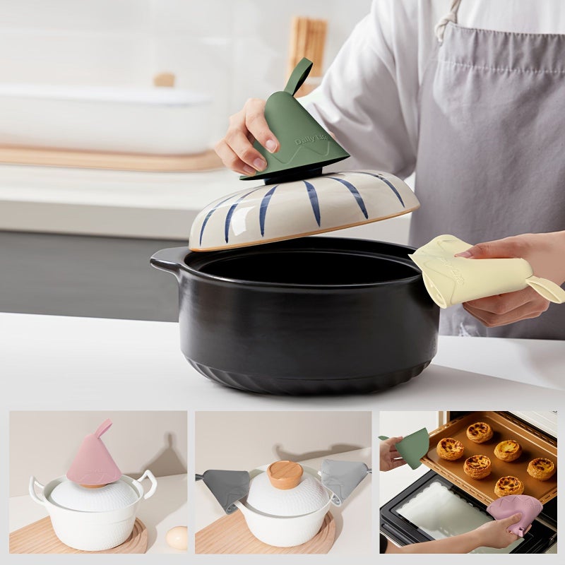 2 Pcs Silicone Heat Resistant Pot Lid Holder Gray for Metal Frying Pans Aluminum Cookware Handles Kitchen Utensils - Image 4