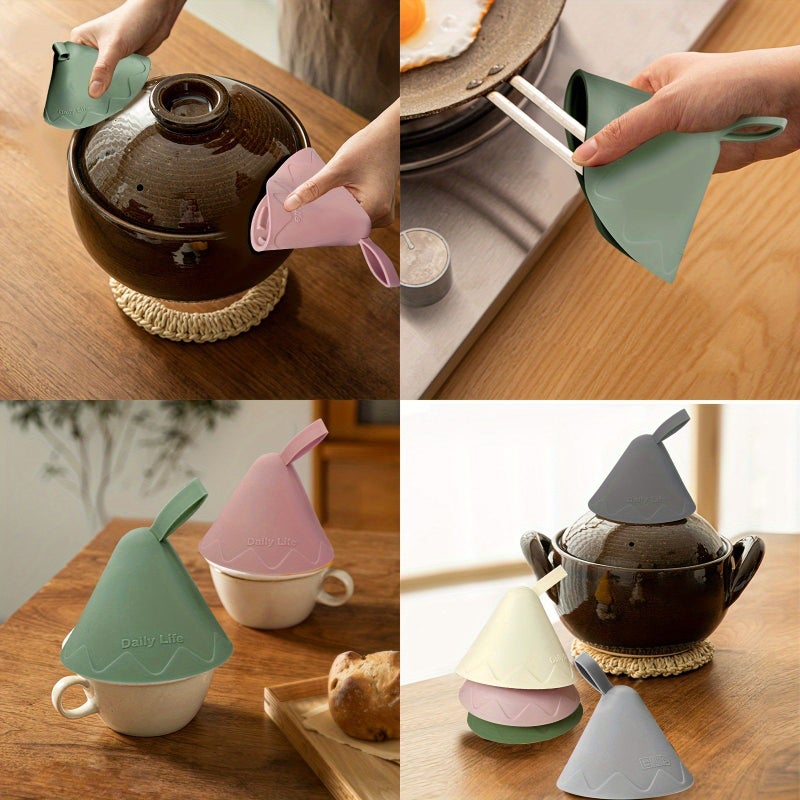 2 Pcs Silicone Heat Resistant Pot Lid Holder Gray for Metal Frying Pans Aluminum Cookware Handles Kitchen Utensils - Image 5