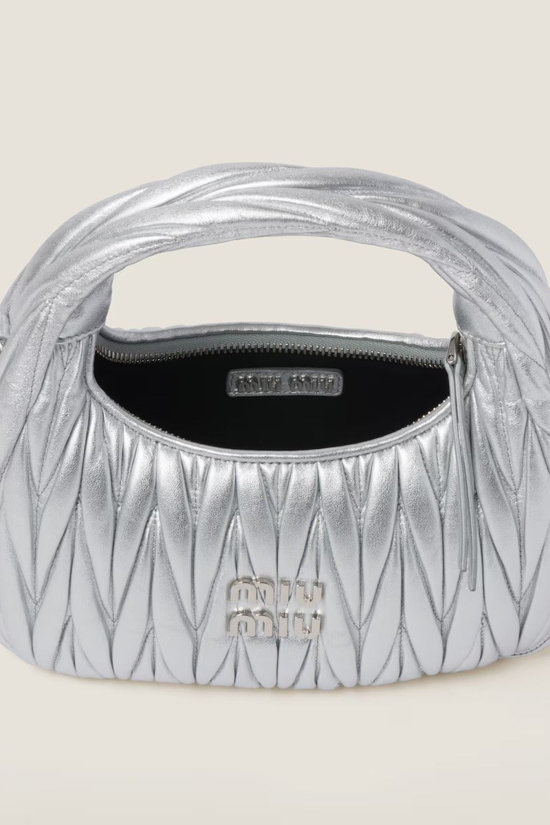 Miu Miu MIU Wander nappa leather hobo Shoulder Bag With Crossbody Strap Zip Closure  - Image 4