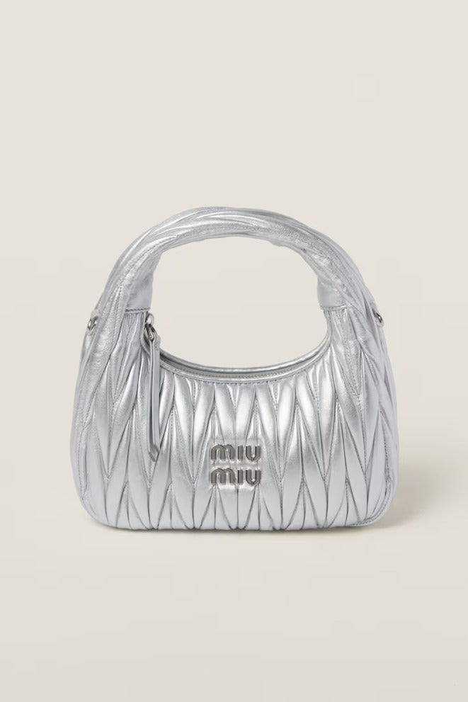 Miu Miu MIU Wander nappa leather hobo Shoulder Bag With Crossbody Strap Zip Closure  - Image 1