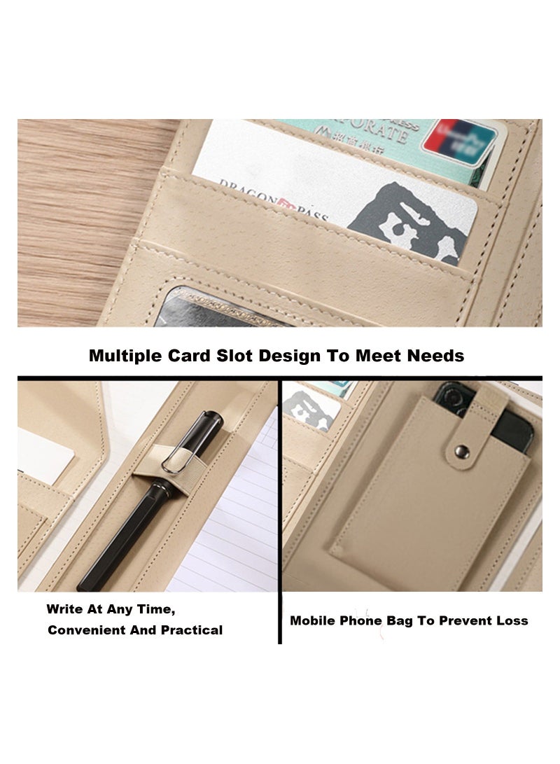Generic Padfolio Clipboard Folder Portfolio, Faux Leather Legal Document Organizer with Signature Pen/Business Card Holder/Letter Size A4 Writing Pad/Mobile Phone Storage Pocket, Brown  - Image 4