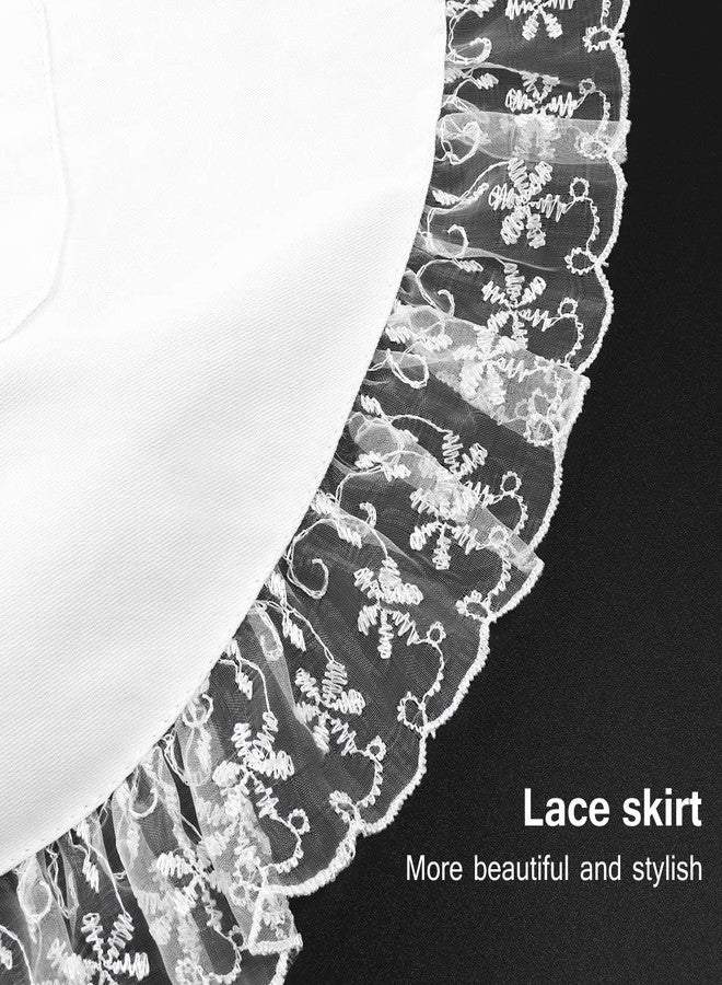 BESTonZON White Cotton Waist Apron with Pockets for Women Lace Short Half Apron for Waitresses Maids Cooking in Restaurants Cafes - Image 5