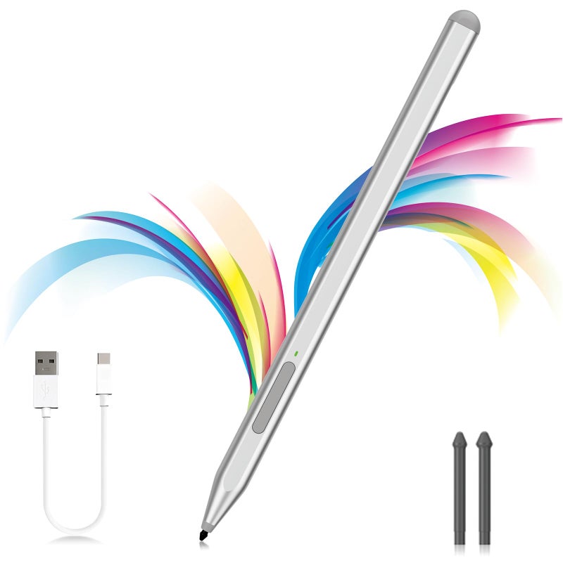 ينطبق على Microsoft Surface Pro 11/10/9/8/X/7+/6/5/4، Surface Go 4/3/2/1، Surface Laptop1-6/Studio/Book 3/2/1. قلم مكتوب بخط اليد مع زر محو على الجانب، وظيفة لمس الكف بشكل عرضي، وظيفة الانحياز، الضغط - Image 1