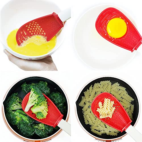 Ouboda 6 in 1 Multifunctional cooking gadgets, 356°F Heat Resistant kitchen gadgets, Egg Separator, Cooking, Draining, Mashing, Grating, Cooking spoon red - Image 4