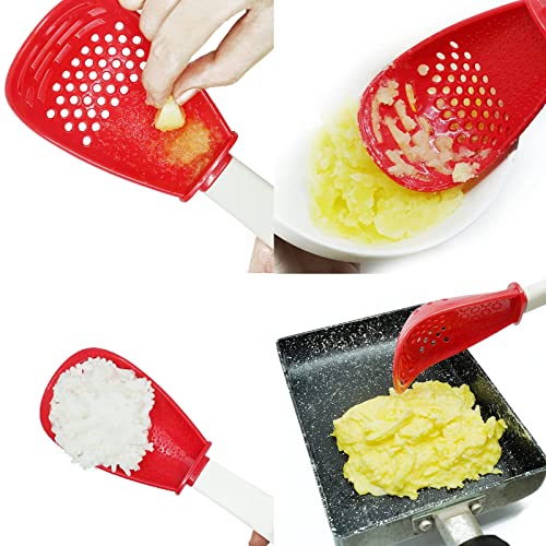 Ouboda 6 in 1 Multifunctional cooking gadgets, 356°F Heat Resistant kitchen gadgets, Egg Separator, Cooking, Draining, Mashing, Grating, Cooking spoon red - Image 5