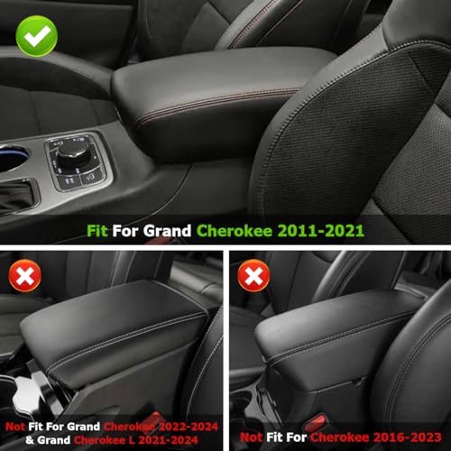 INTGET Car Center Console Armrest Cover for 2011-2020 2021 Jeep Grand Cherokee Accessories Arm Rest Box Pad Console Lid Protection Saver for Grand Cherokee Console Cover(Carbon Fiber Texture) - Image 2