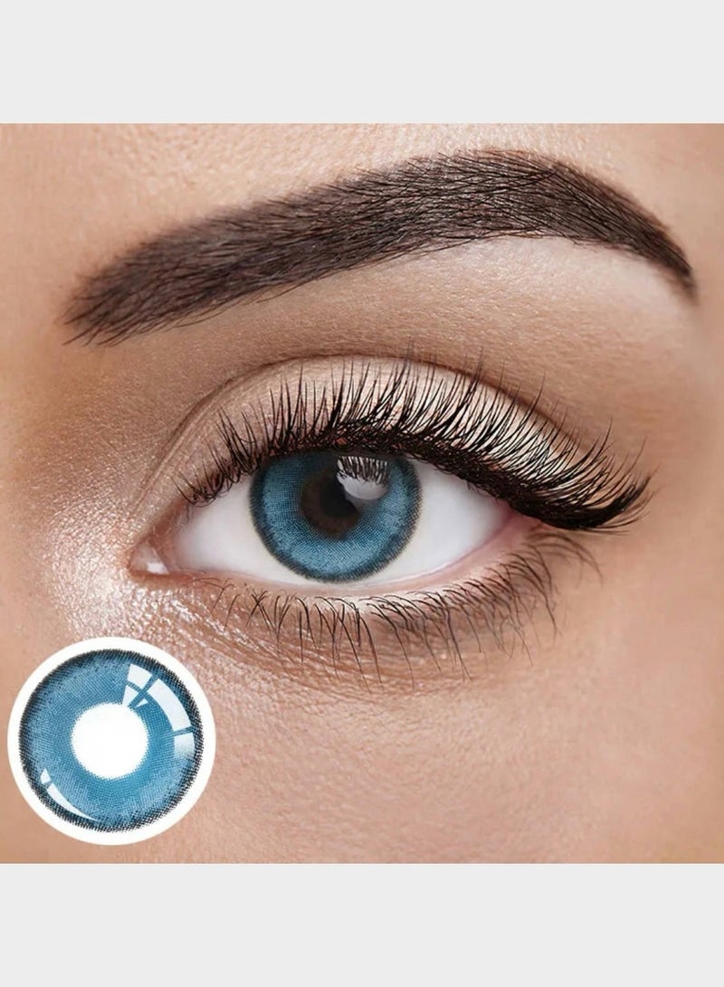 Unibling X-Blue Portal Yearly Colored Contact Lenses, Unisex Cosmetic Contact Lenses, Enlargement Collection, Light Blue, With Case - Image 1