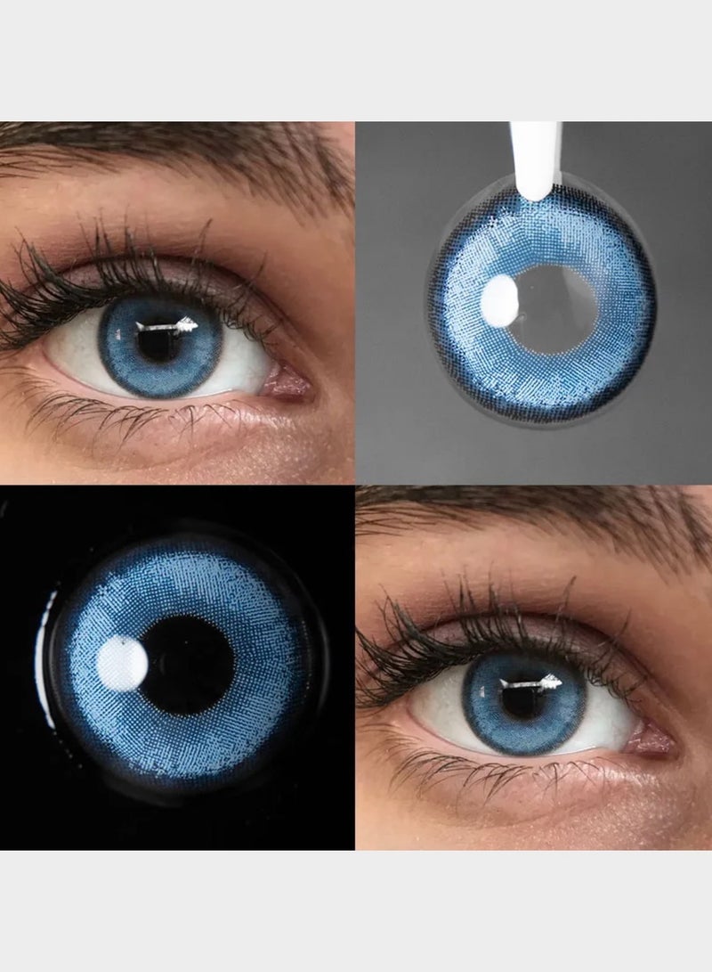 Unibling X-Blue Portal Yearly Colored Contact Lenses, Unisex Cosmetic Contact Lenses, Enlargement Collection, Light Blue, With Case - Image 2