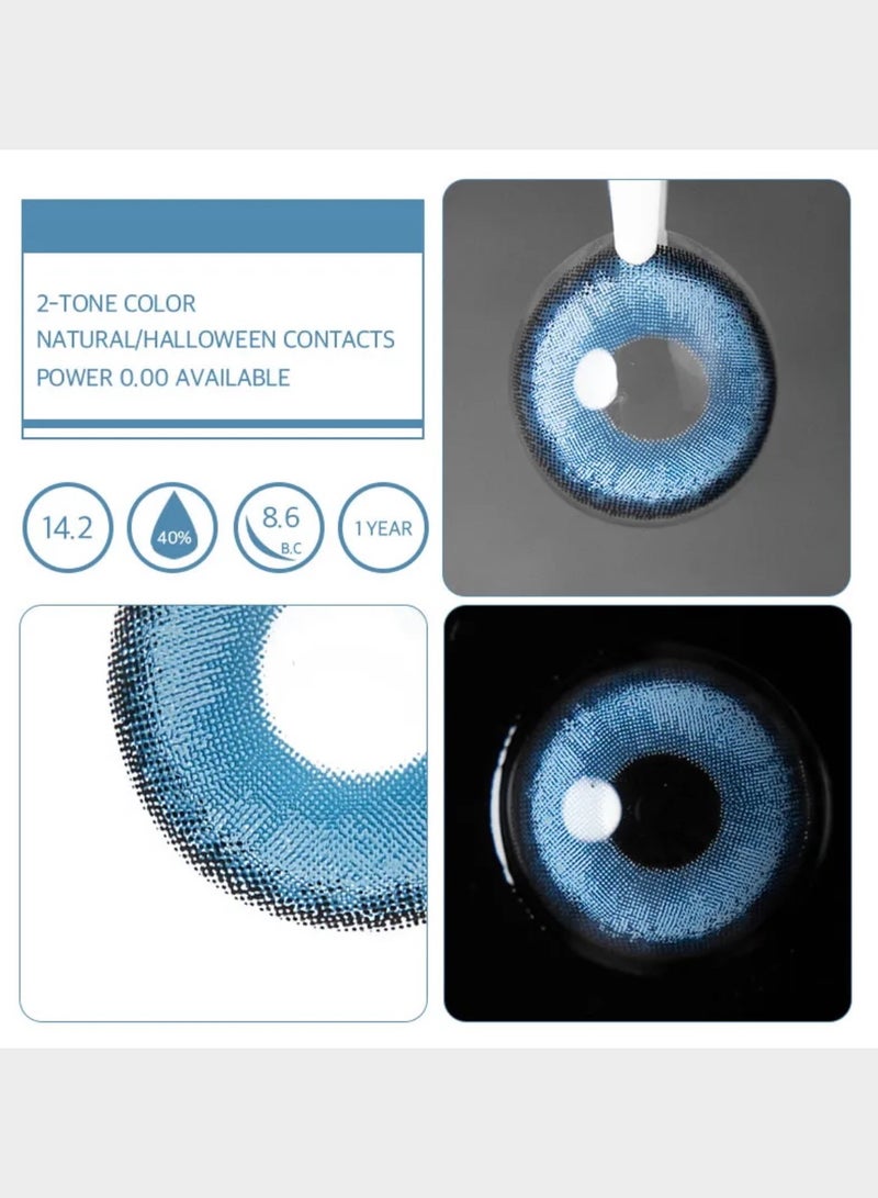 Unibling X-Blue Portal Yearly Colored Contact Lenses, Unisex Cosmetic Contact Lenses, Enlargement Collection, Light Blue, With Case - Image 3