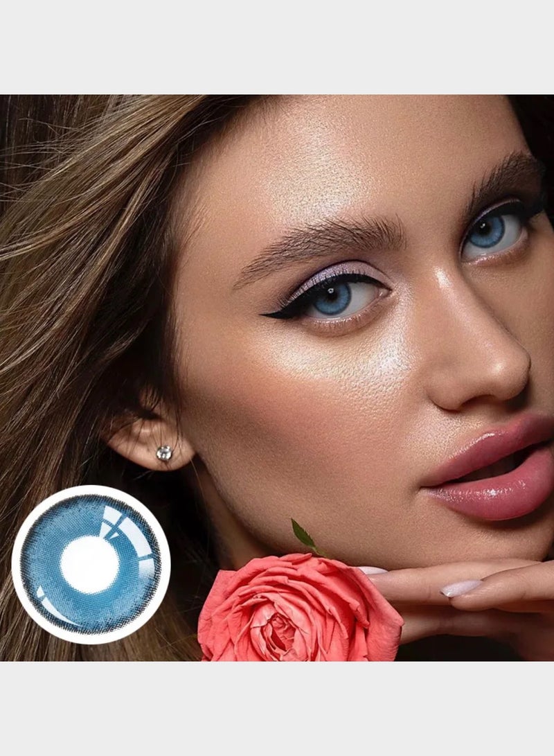 Unibling X-Blue Portal Yearly Colored Contact Lenses, Unisex Cosmetic Contact Lenses, Enlargement Collection, Light Blue, With Case - Image 4