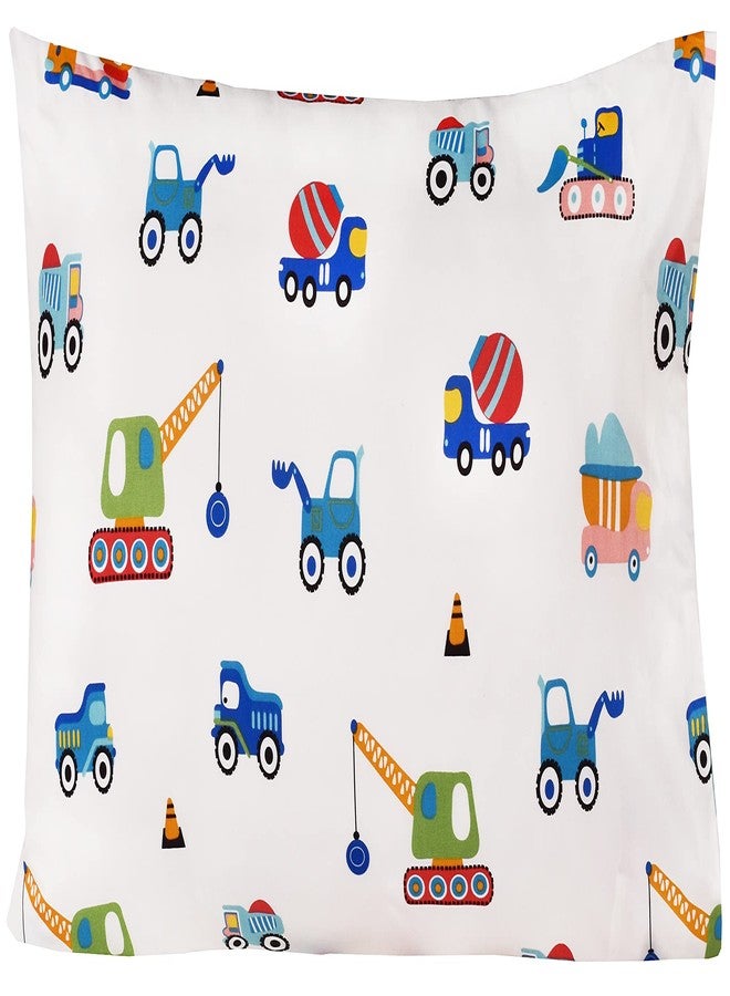 J-pinno Build Construction Engineering Vehicle Cars Trucks Crane Digger Cartoon 100% Cotton Twin 3 Pieces Sheet Set Decoration Kids Boys Children Flat Sheet + Fitted Sheet + Pillowcase Bedding Set - Image 4