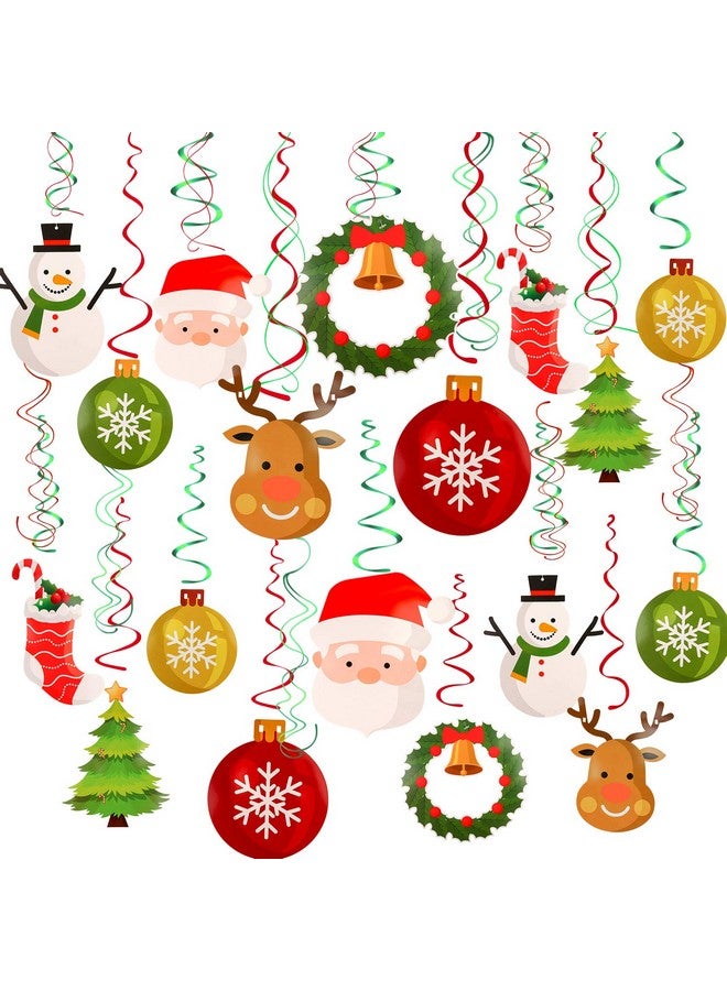 Konsait Konsait Christmas Hanging Swirl Decoration Kit(32pcs), Merry Christmas Swirls Garland Xmas Tree Snowman Socks Santa Foil Hanging Ceiling for Xmas Winter Wonderland Holiday Party Decor Supplier - Image 1