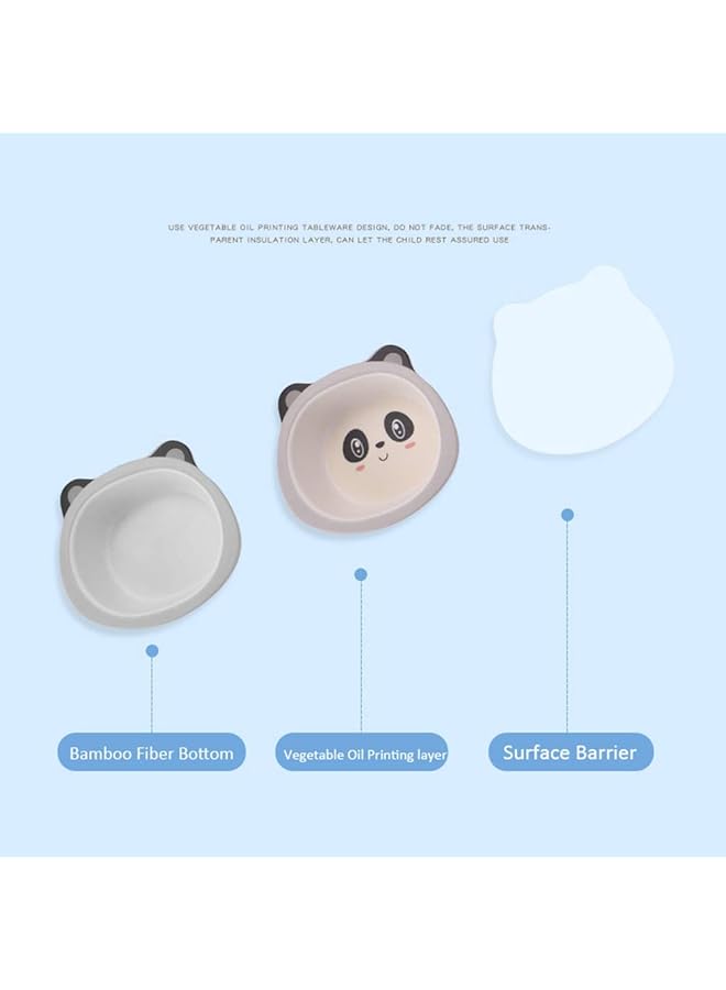 إكسفور مجموعة أدوات مائدة للأطفال مكونة من 5 قطع، أطباق طعام، وعاء، كوب، ملعقة، شوكة، مصنوعة من ألياف الخيزران الطبيعية، خالية من مادة BPA، آمنة للاستخدام في غسالة الأطباق - Image 3