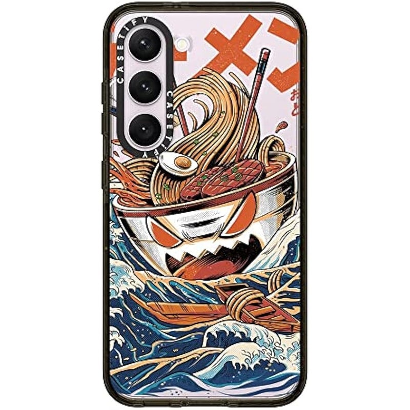 Casetify Impact Galaxy S23 Case 【4X Military Grade Drop Tested / 8.2ft Drop Protection】 - Black Great Ramen - Clear Black - Image 1