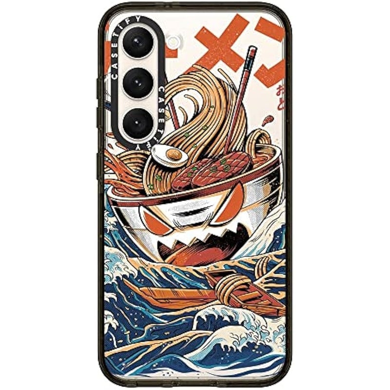 Casetify Impact Galaxy S23 Case 【4X Military Grade Drop Tested / 8.2ft Drop Protection】 - Black Great Ramen - Clear Black - Image 2