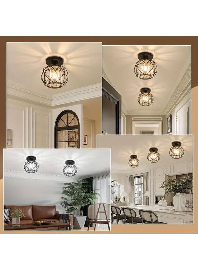 Spherical Crystal Ceiling Light Silvery Finish Modern Elegant Recessed Retro Lamp E26 E27 Bulb Compatible For Living Room Kitchen Hallway Bedroom Bulb Not Included - Image 4