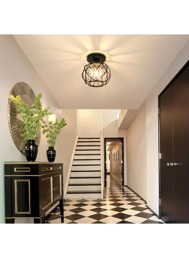 Spherical Crystal Ceiling Light Silvery Finish Modern Elegant Recessed Retro Lamp E26 E27 Bulb Compatible For Living Room Kitchen Hallway Bedroom Bulb Not Included - Image 2
