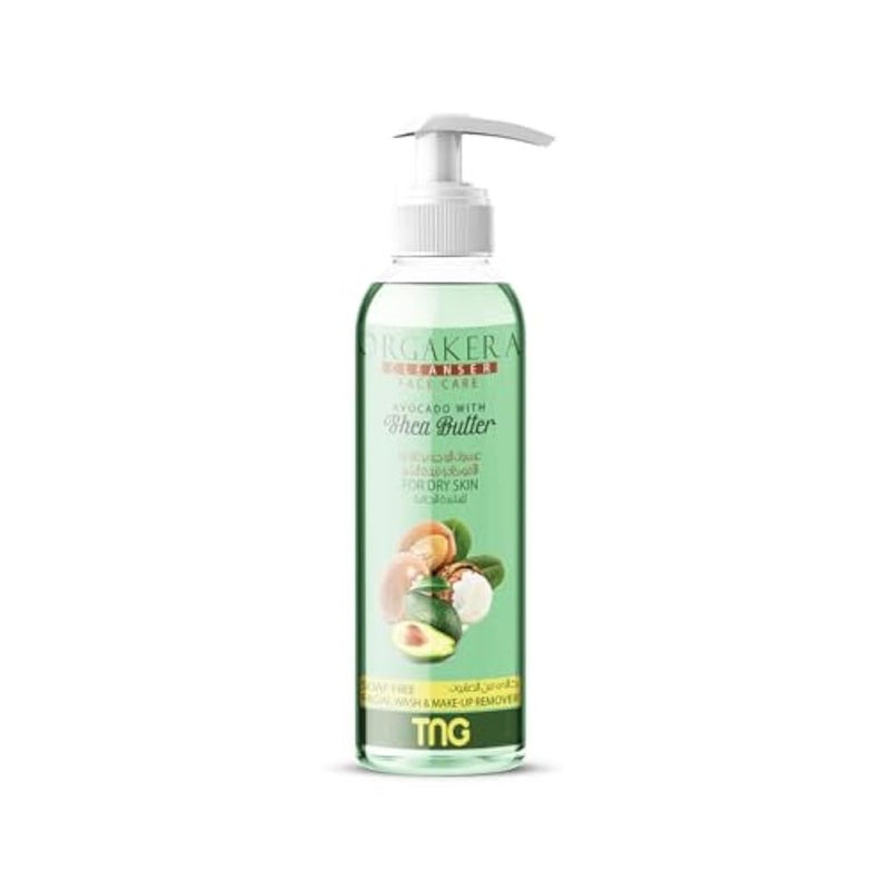 Orgakera Cleanser Face Care Avocado With Shea Butter For Dry Skin-Soap Free Facial Wash & Make-Up Remover-250ML - Image 1